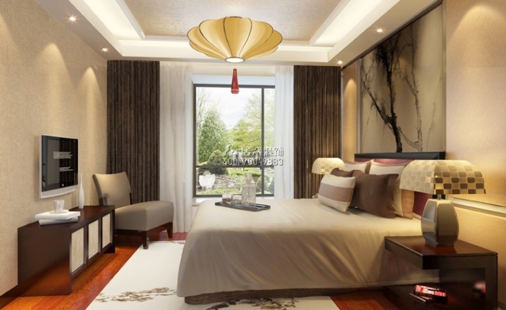 天湖酈都140平方米中式風格平層戶型臥室裝修效果圖
