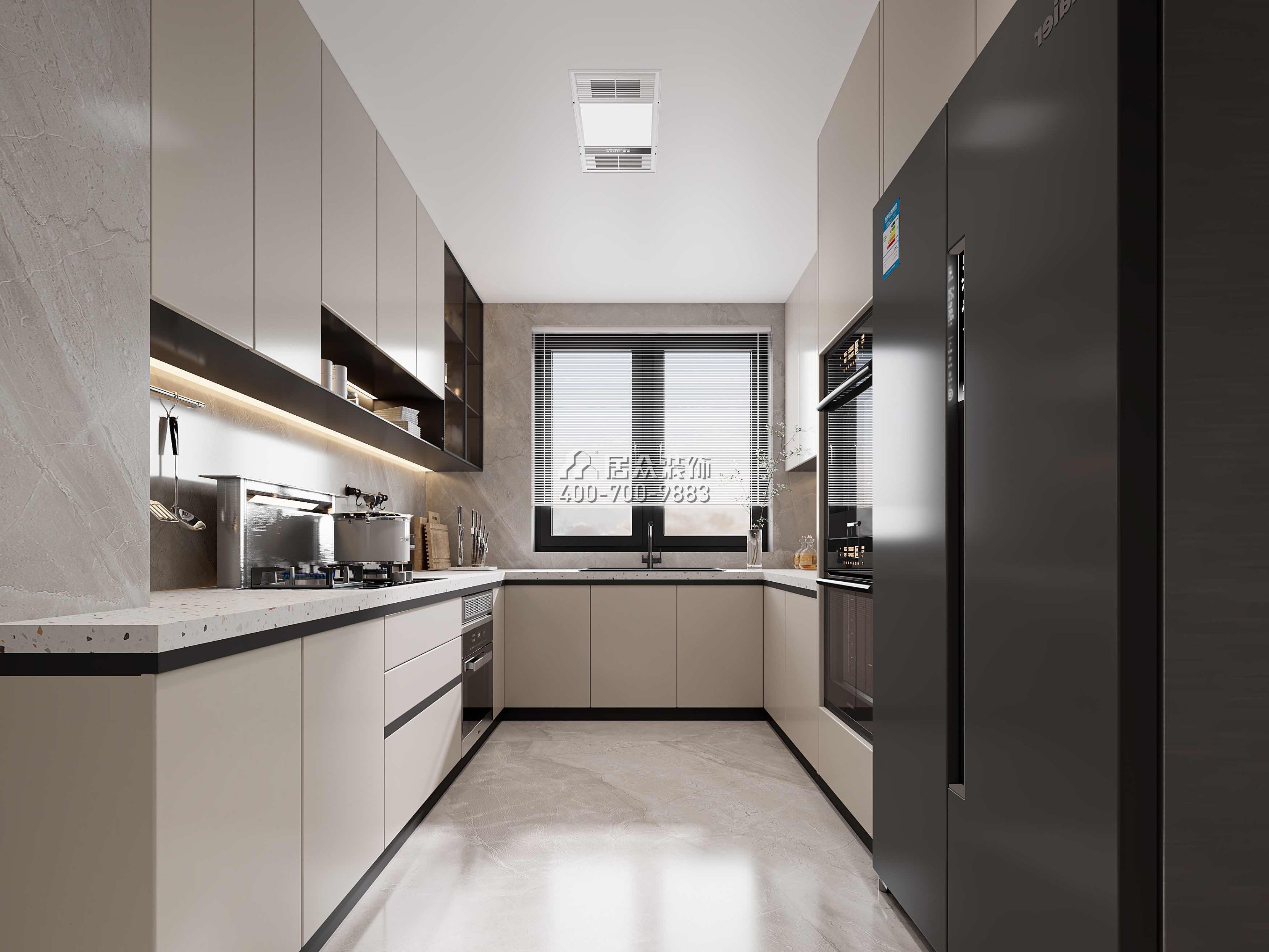 汇城茗院120平方米现代简约风格平层户型厨房装修效果图