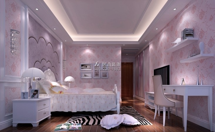 无锡碧桂园300平方米中式风格别墅户型卧室装修效果图