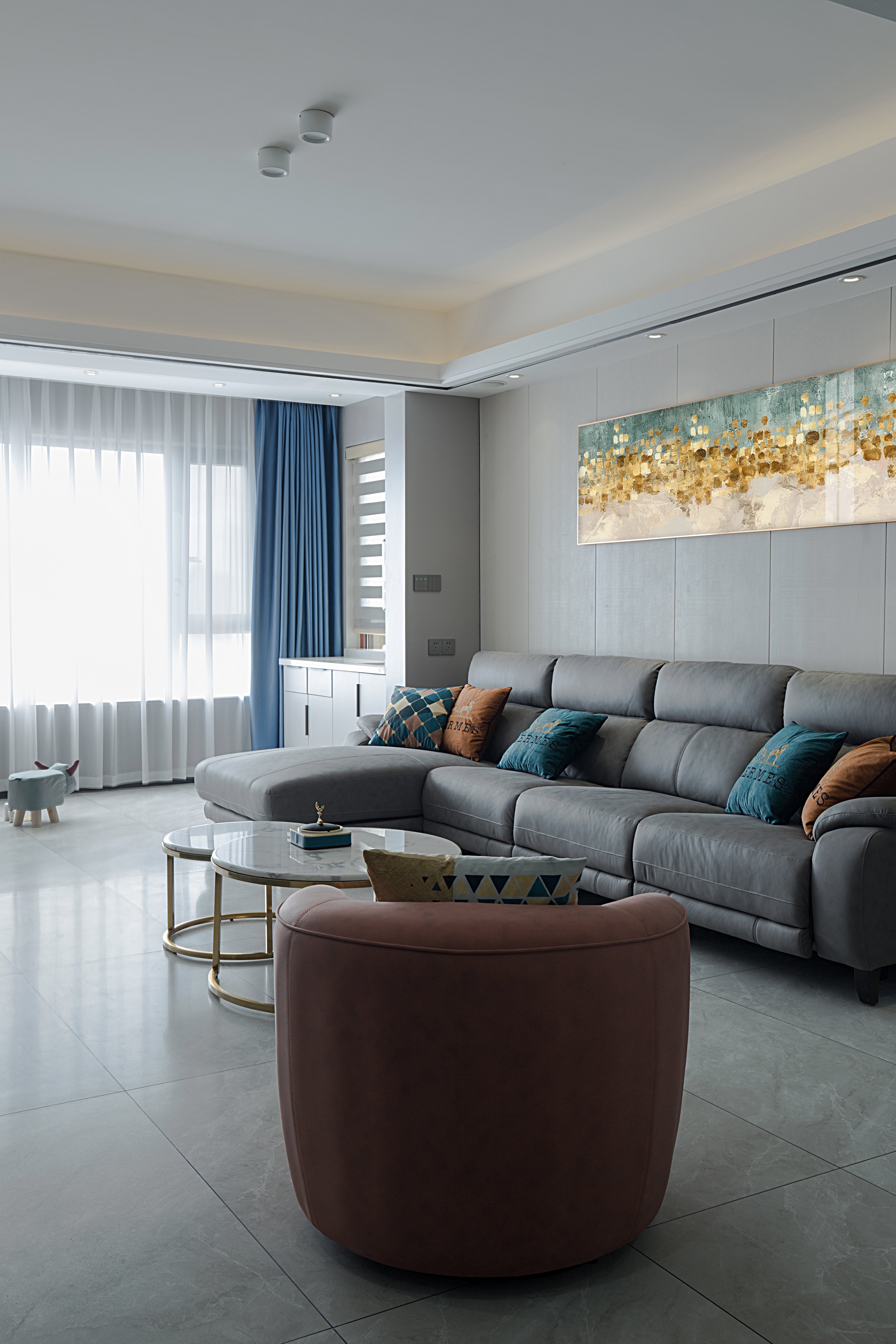金水湾150平方米现代简约风格平层户型客厅装修效果图