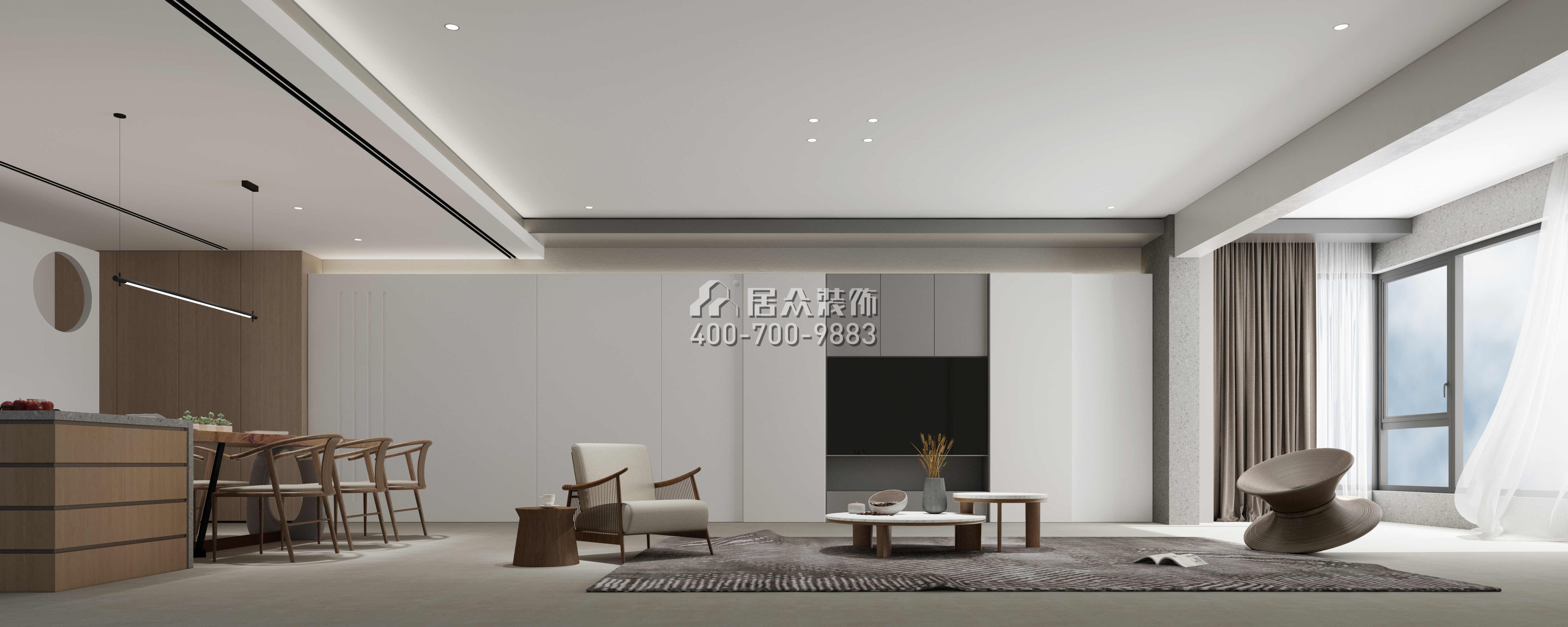 湘江一号240平方米现代简约风格平层户型装修效果图