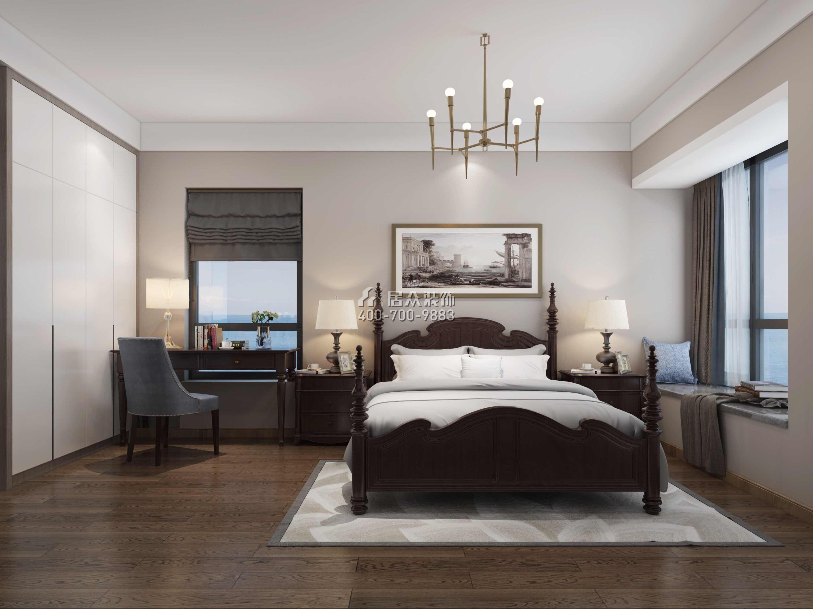 碧海云天200平方米现代简约风格平层户型卧室装修效果图