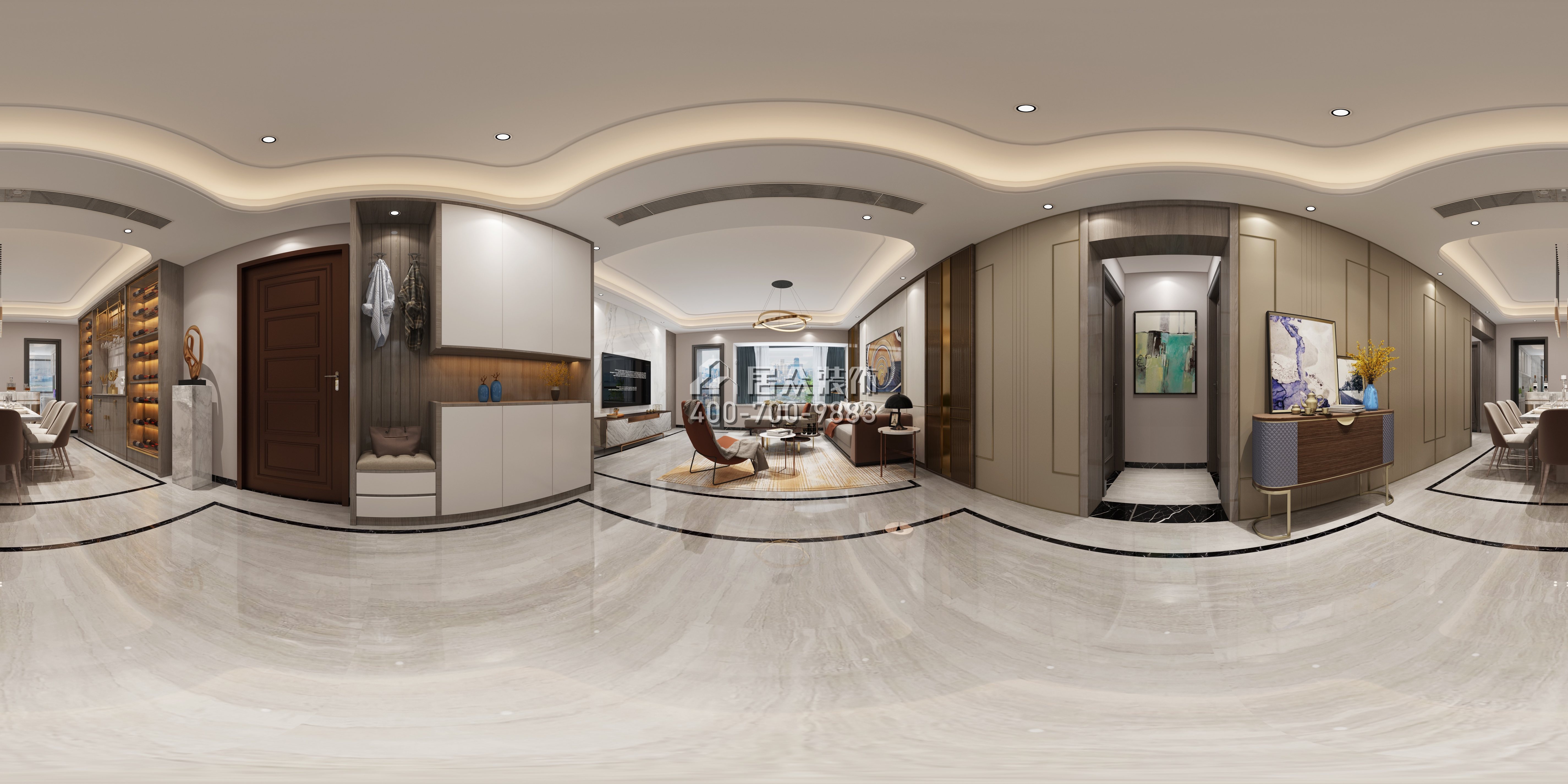 大康福盈门175平方米现代简约风格平层户型客厅装修效果图