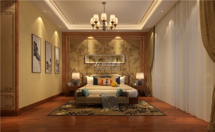 龙湖湘风原著350平方米中式风格别墅户型卧室装修效果图