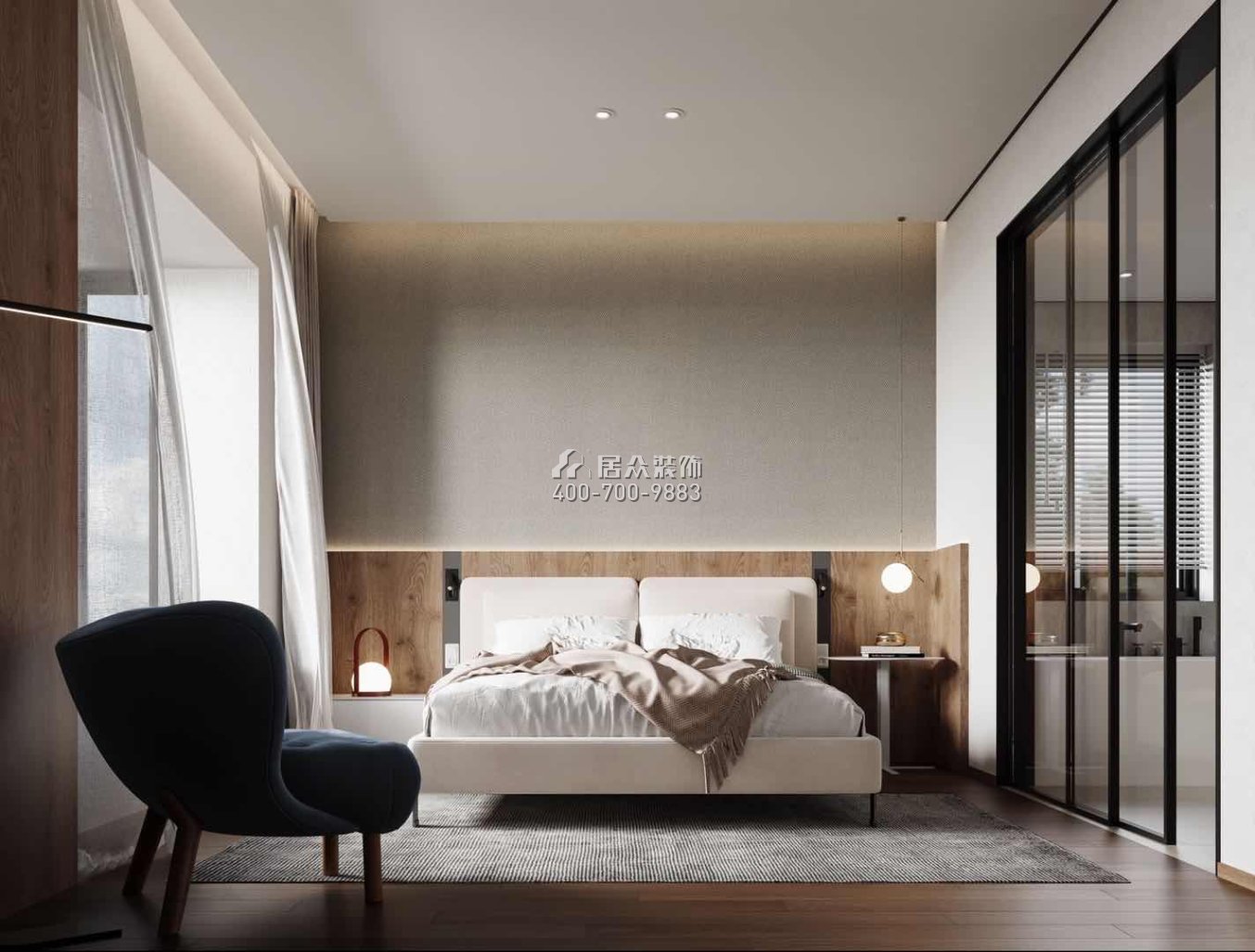 中建江山壹号197平方米现代简约风格平层户型卧室装修效果图