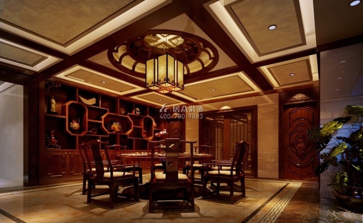 东海闲湖城268平方米中式风格平层户型餐厅装修效果图