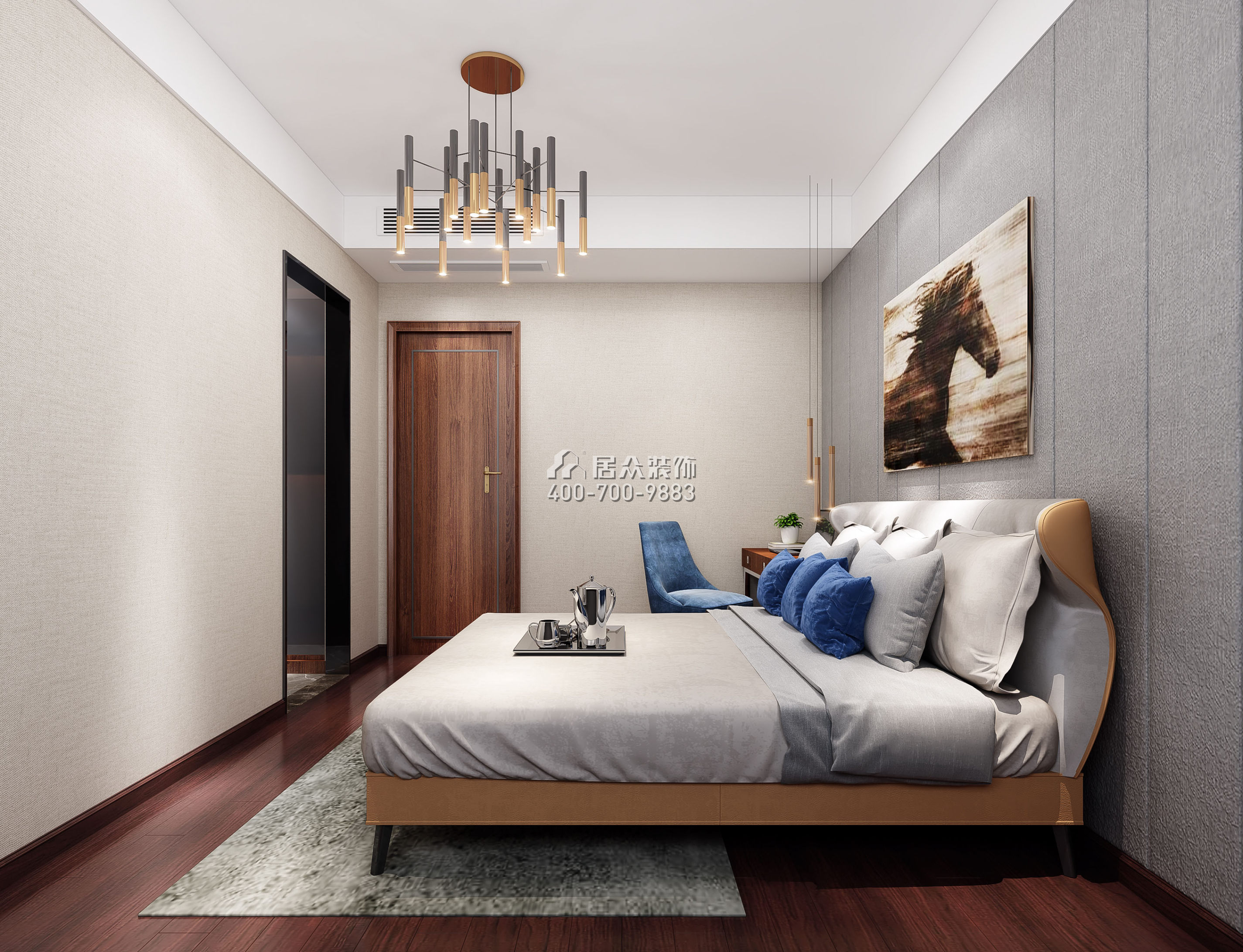 香山里花园四期170平方米中式风格平层户型卧室装修效果图