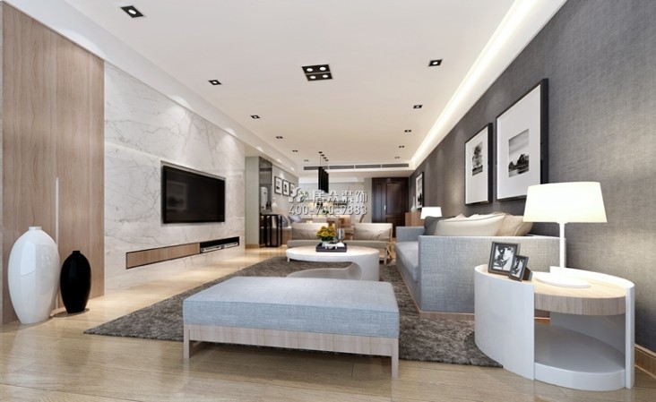 水榭春天一期115平方米现代简约风格平层户型客厅装修效果图