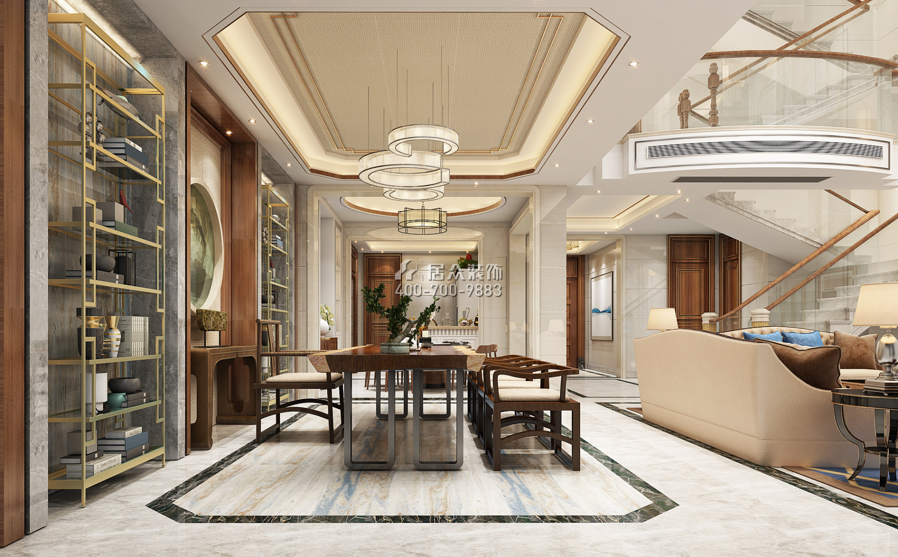 海逸豪庭御峰321平方米中式风格别墅户型茶室装修效果图