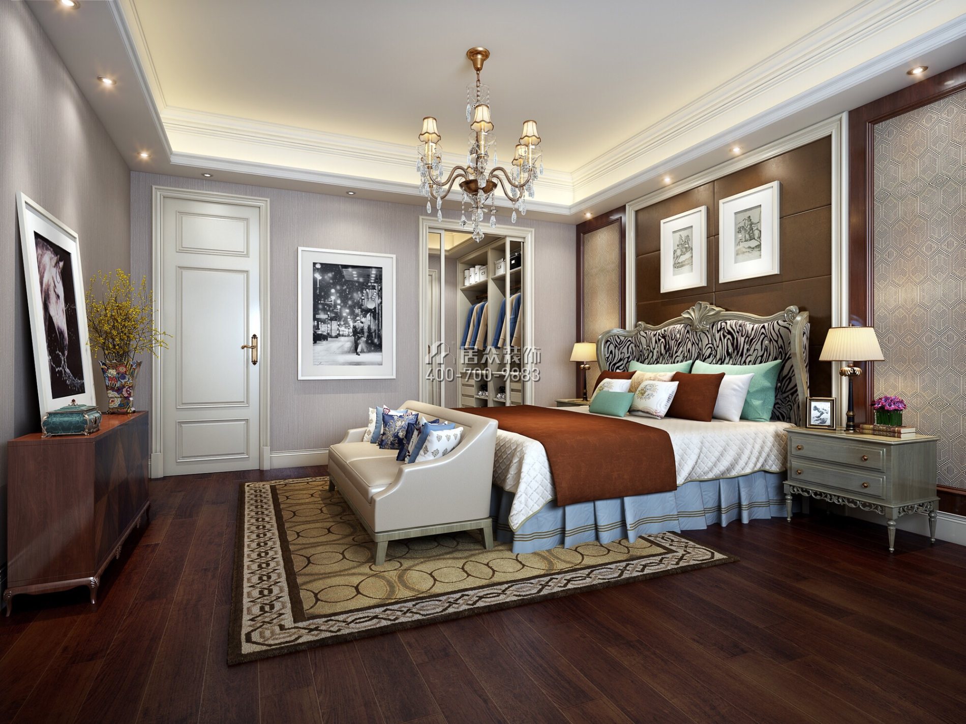 凯旋门205平方米欧式风格平层户型卧室装修效果图
