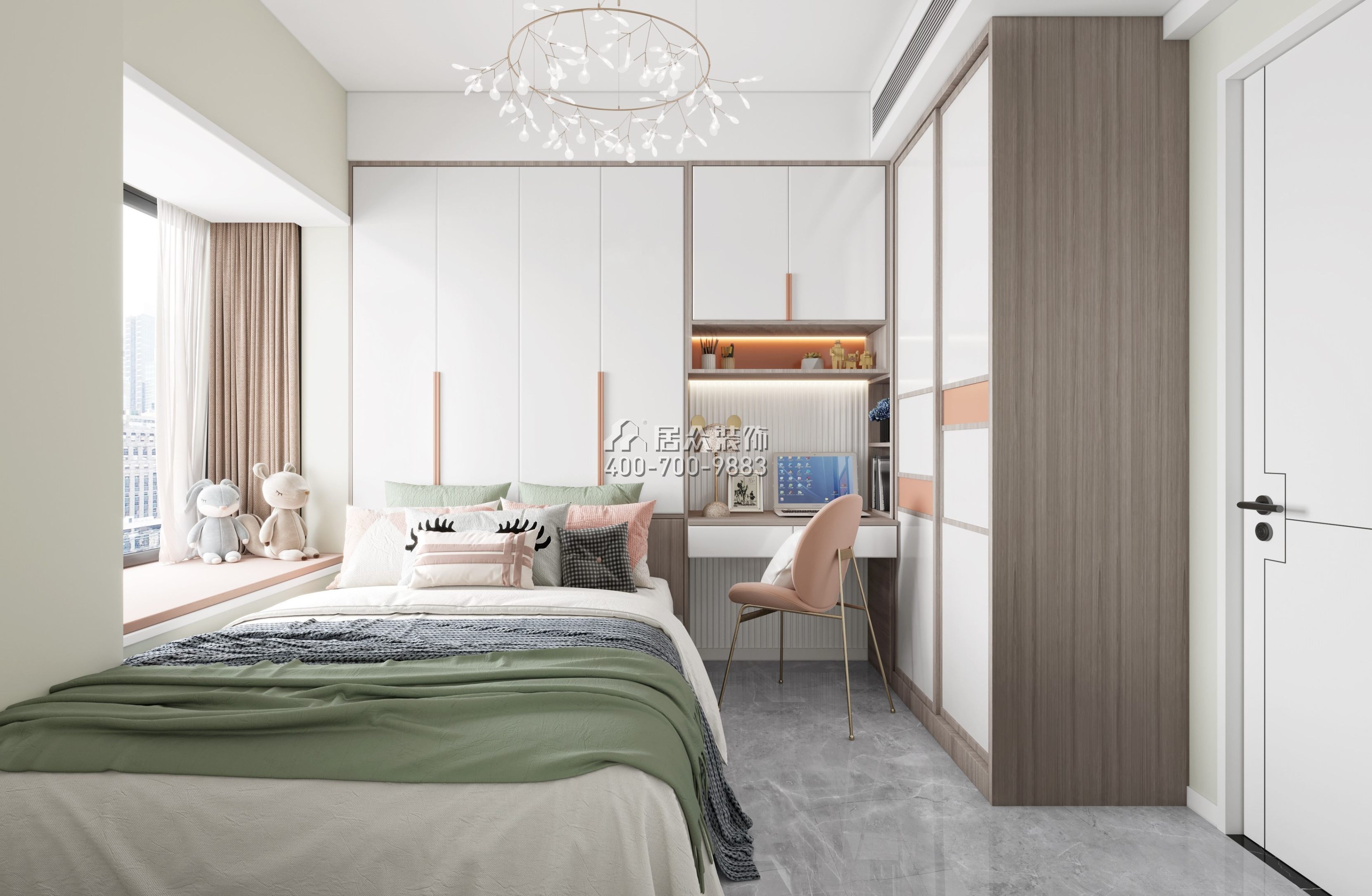 漾日湾畔98平方米新古典风格平层户型卧室装修效果图