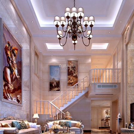 现代园墅300平方米欧式风格复式户型客厅装修效果图