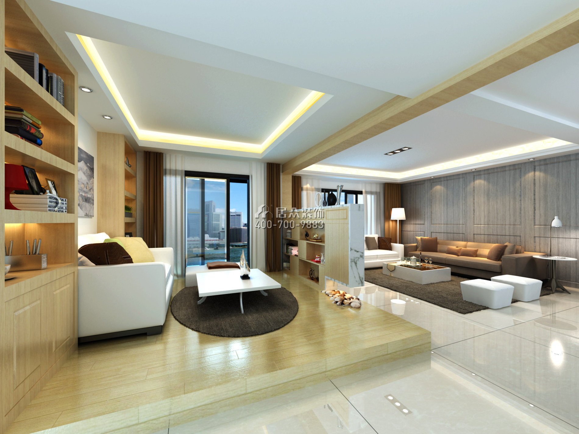 天湖郦都180平方米现代简约风格平层户型客厅装修效果图