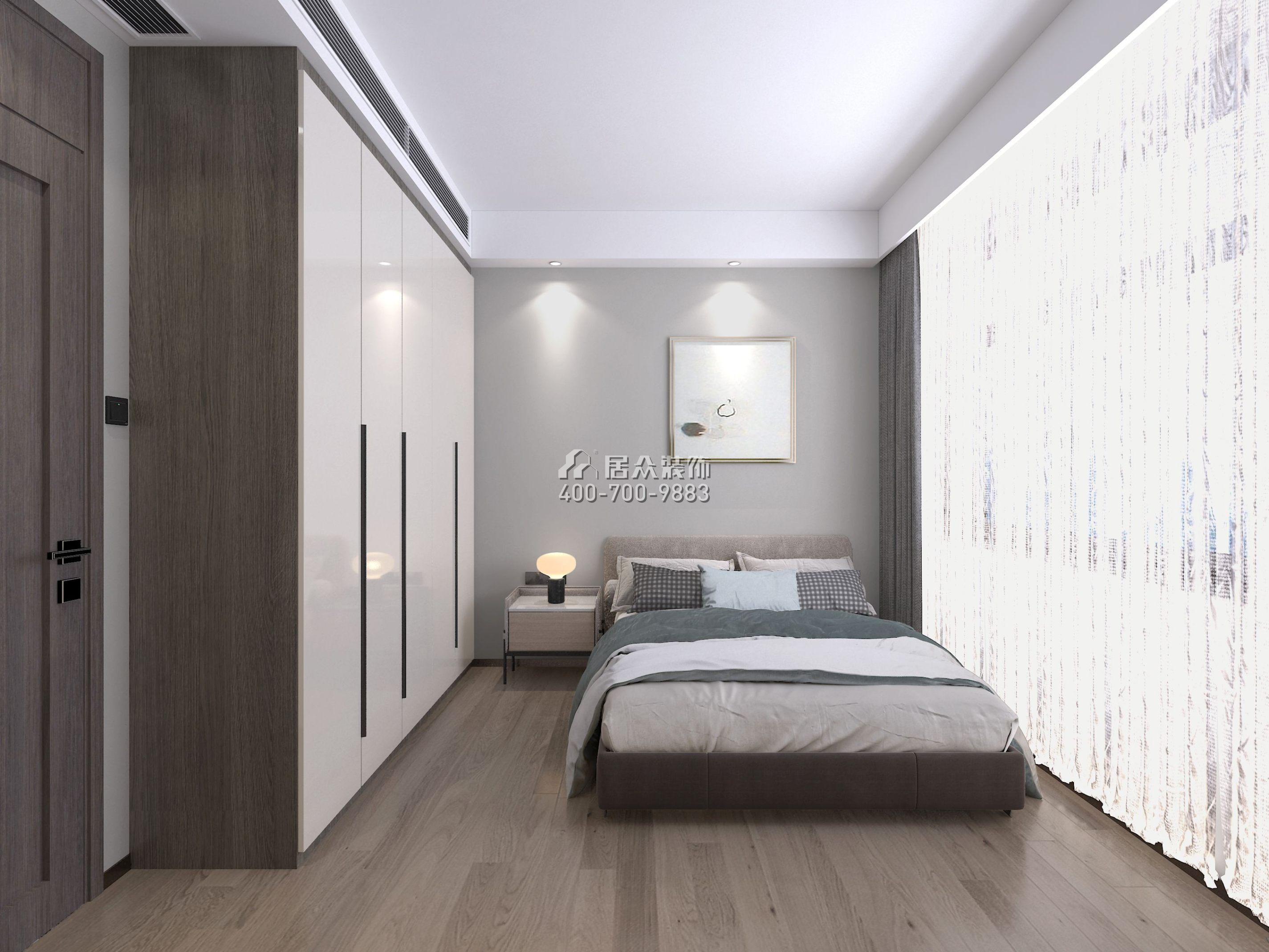 中泰财富湘江120平方米现代简约风格平层户型卧室装修效果图