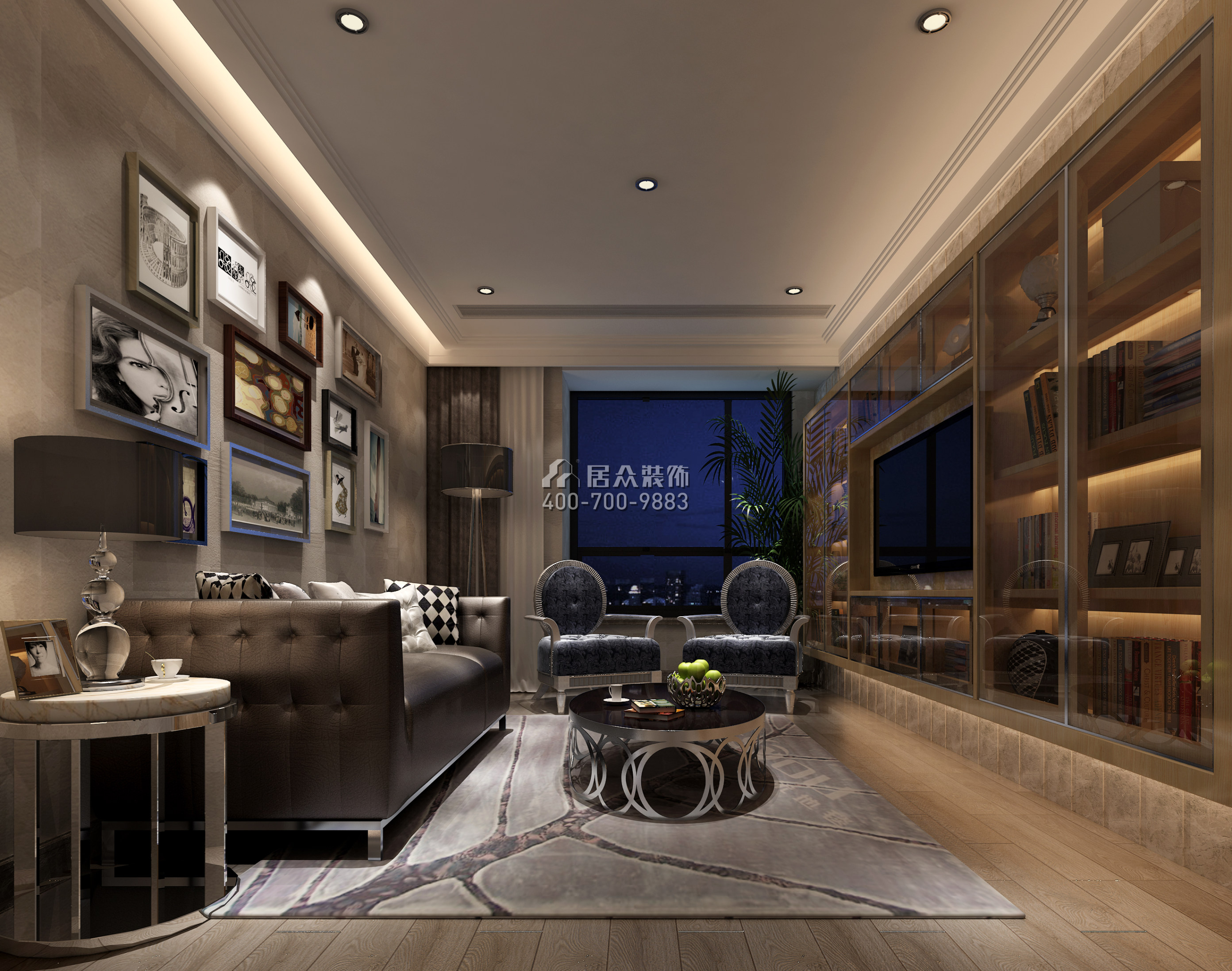保利国际350平方米现代简约风格平层户型客厅装修效果图