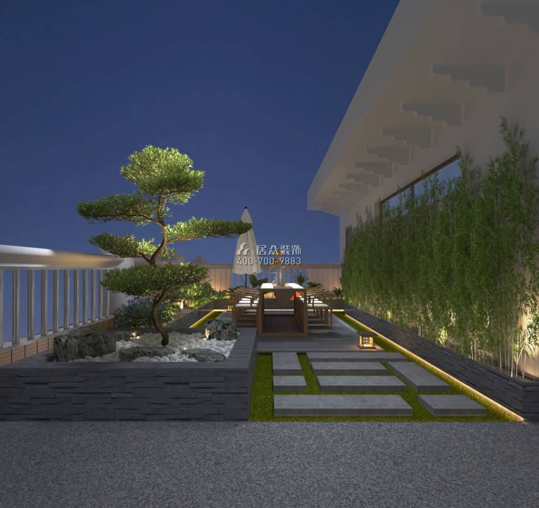 中信红树湾-三期638平方米现代简约风格复式户型花园装修效果图