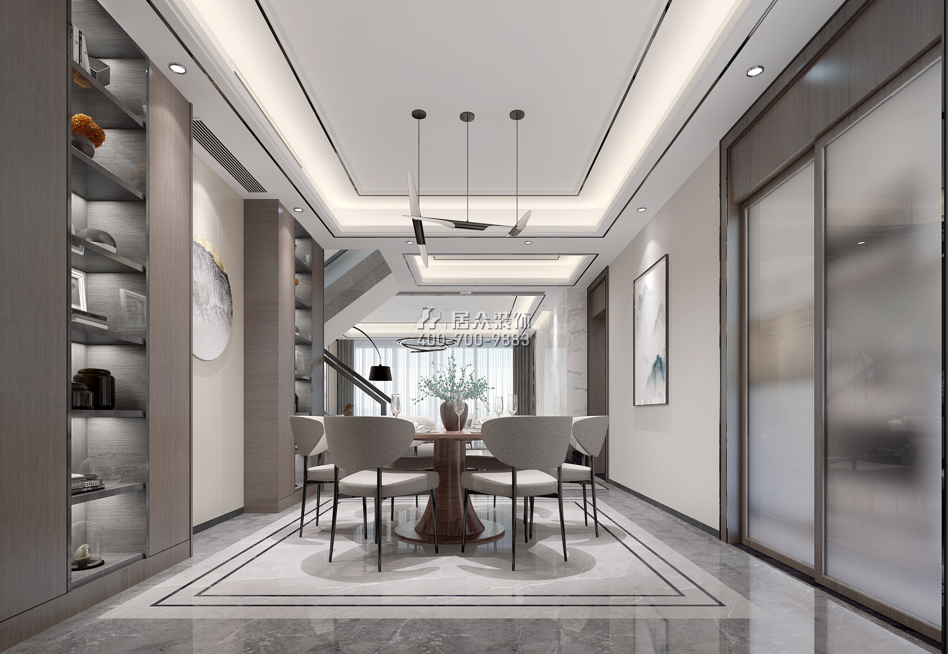 星河丹堤250平方米中式风格复式户型餐厅kok电竞平台效果图