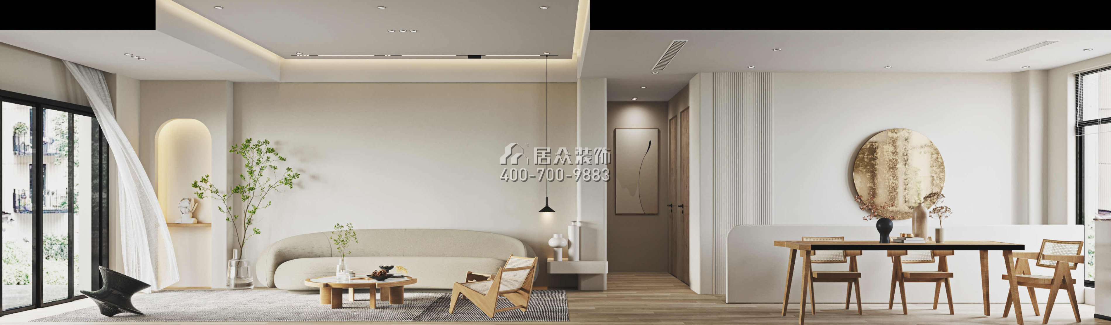 翠湖香山別苑320平方米現代簡約風格復式戶型客廳裝修效果圖