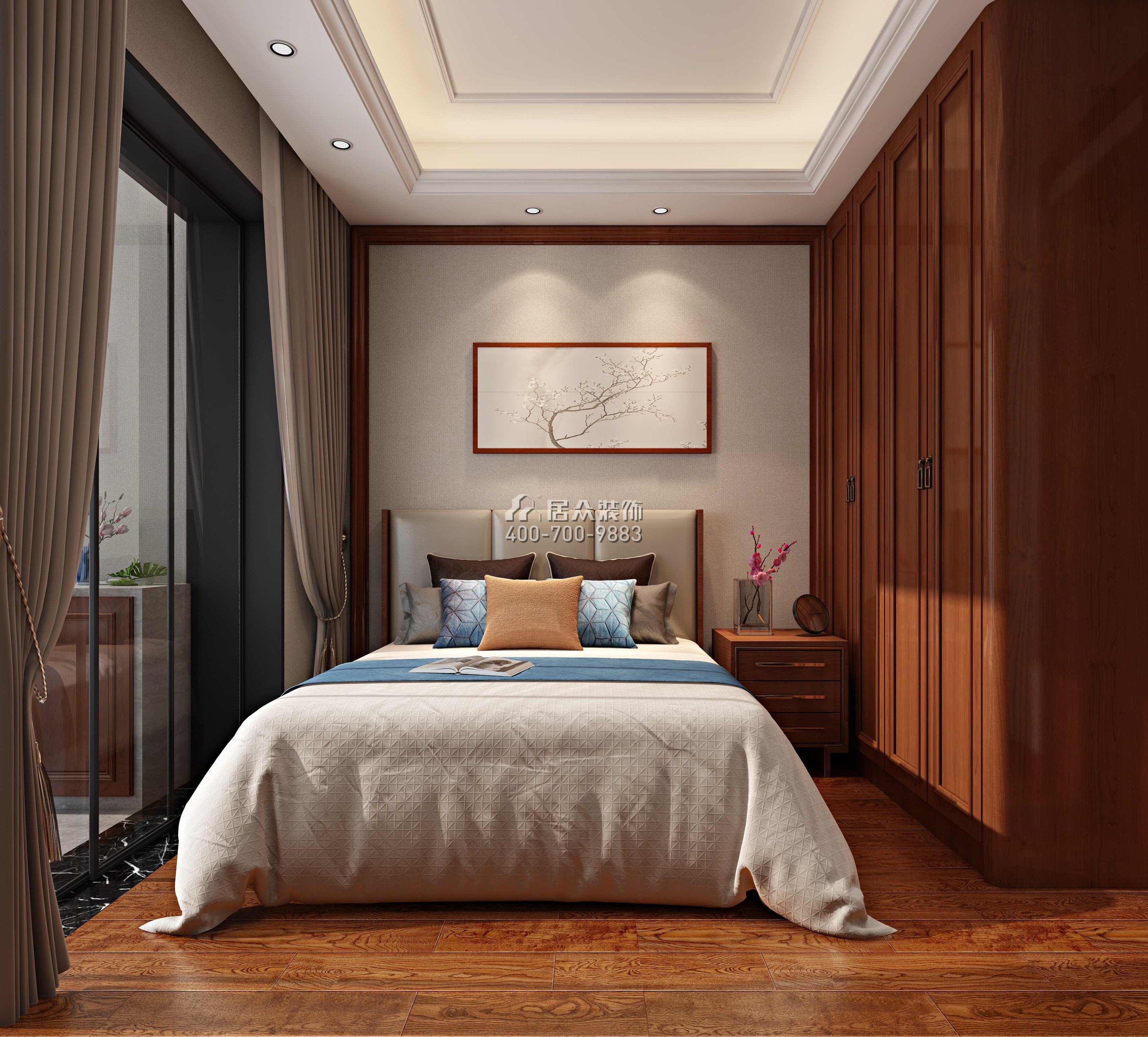 天鹅湖花园三期122平方米中式风格平层户型卧室装修效果图