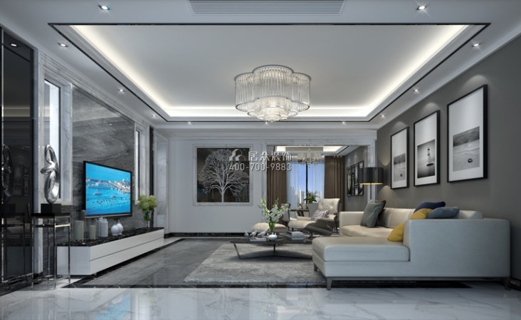 懿峰雅居230平方米现代简约风格平层户型客厅装修效果图