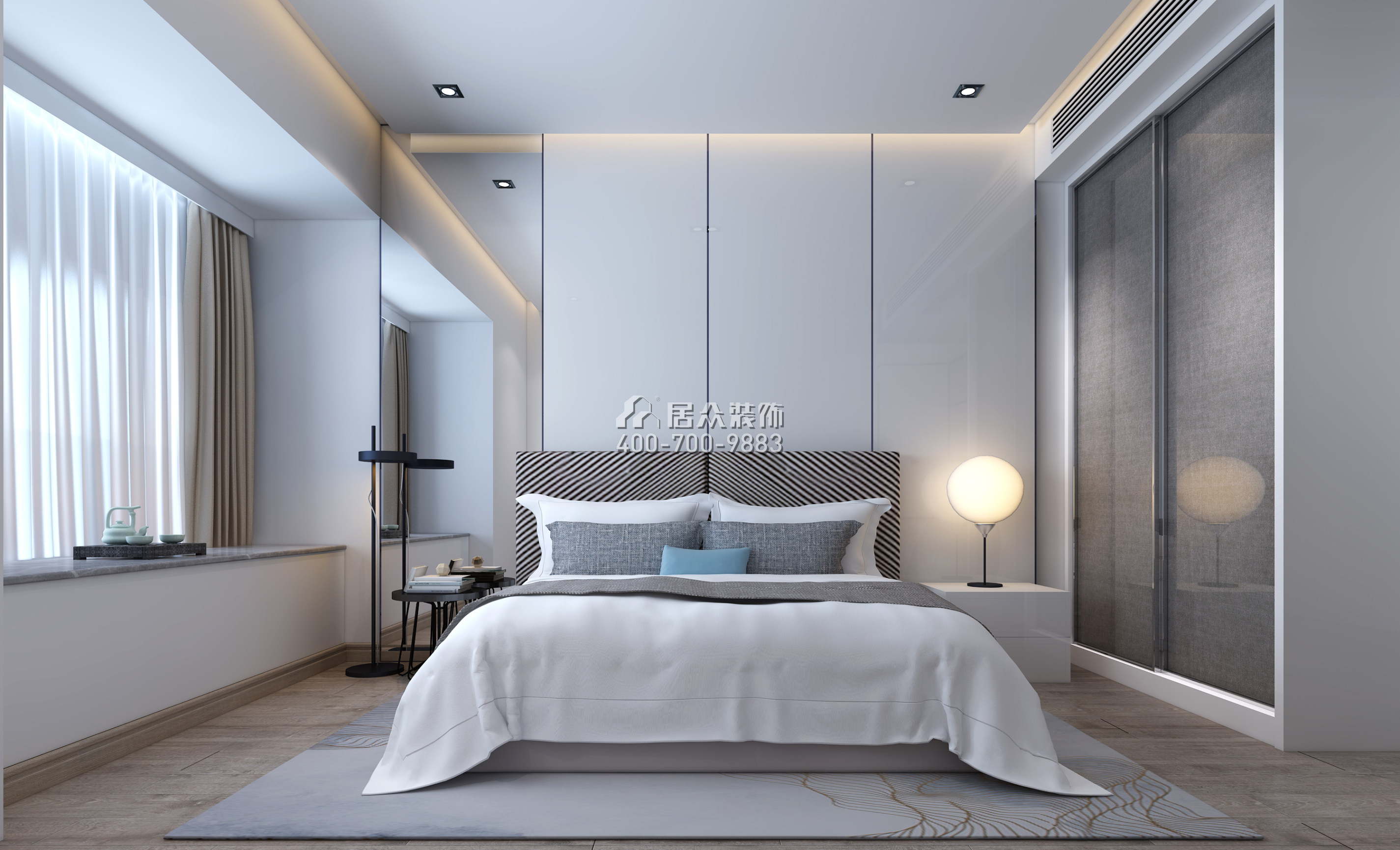 华润城389平方米现代简约风格平层户型卧室装修效果图