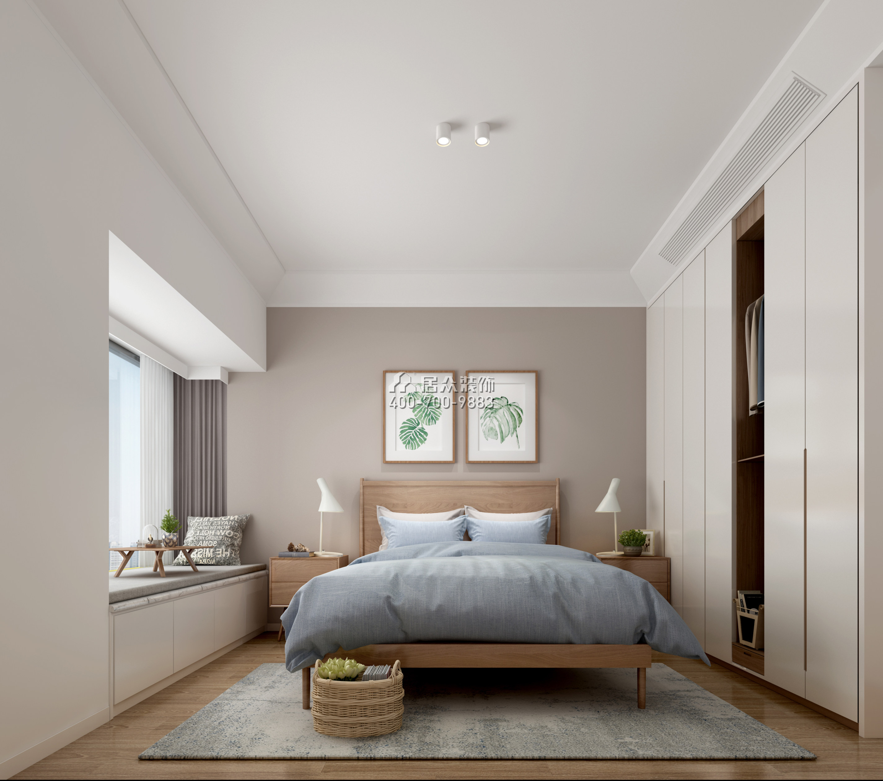 高发西岸花园140平方米现代简约风格平层户型卧室装修效果图