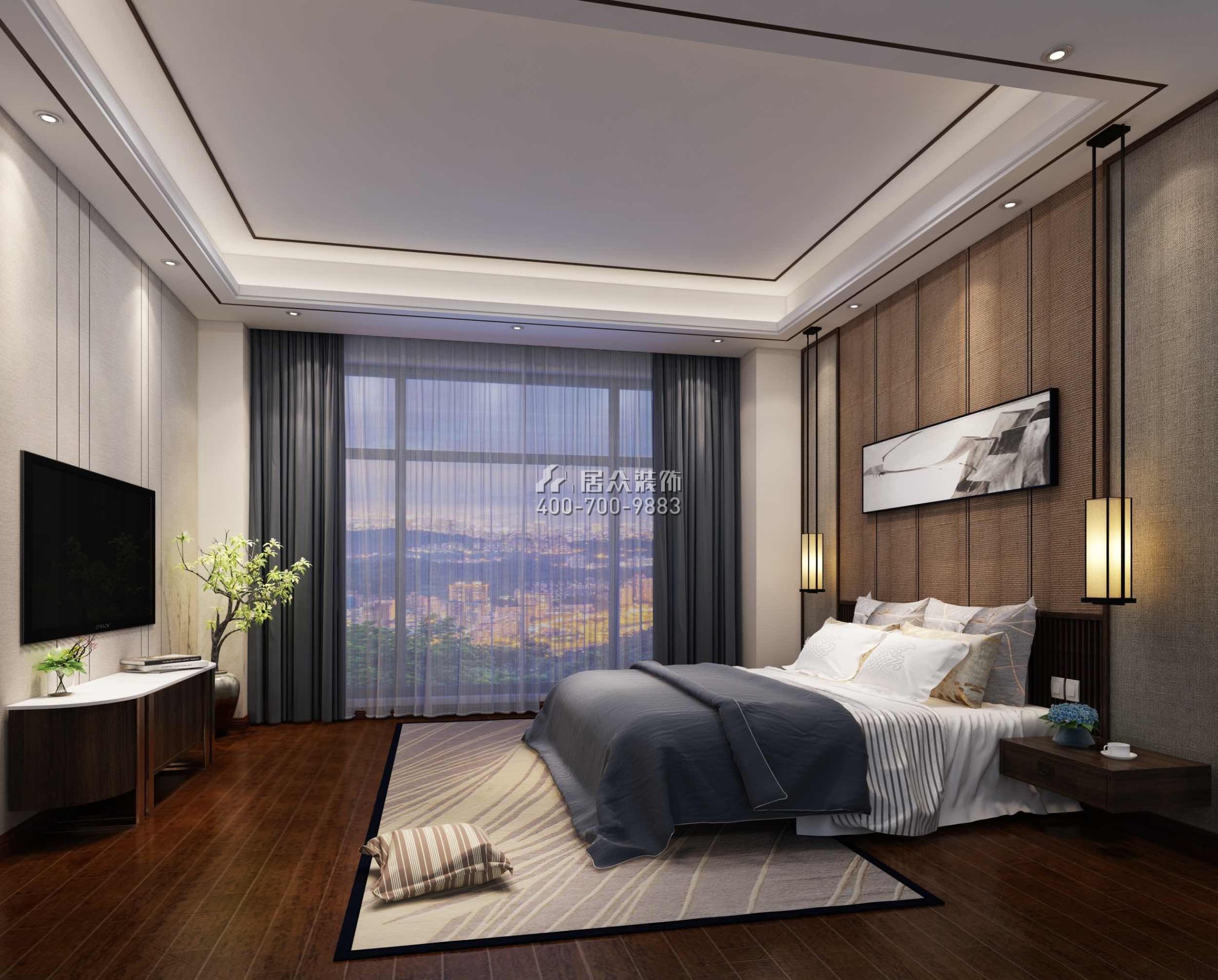 博林天瑞210平方米中式风格平层户型卧室装修效果图