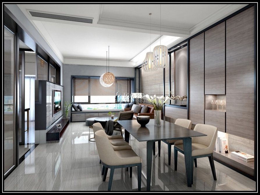 香格名苑89平方米现代简约风格平层户型客厅装修效果图