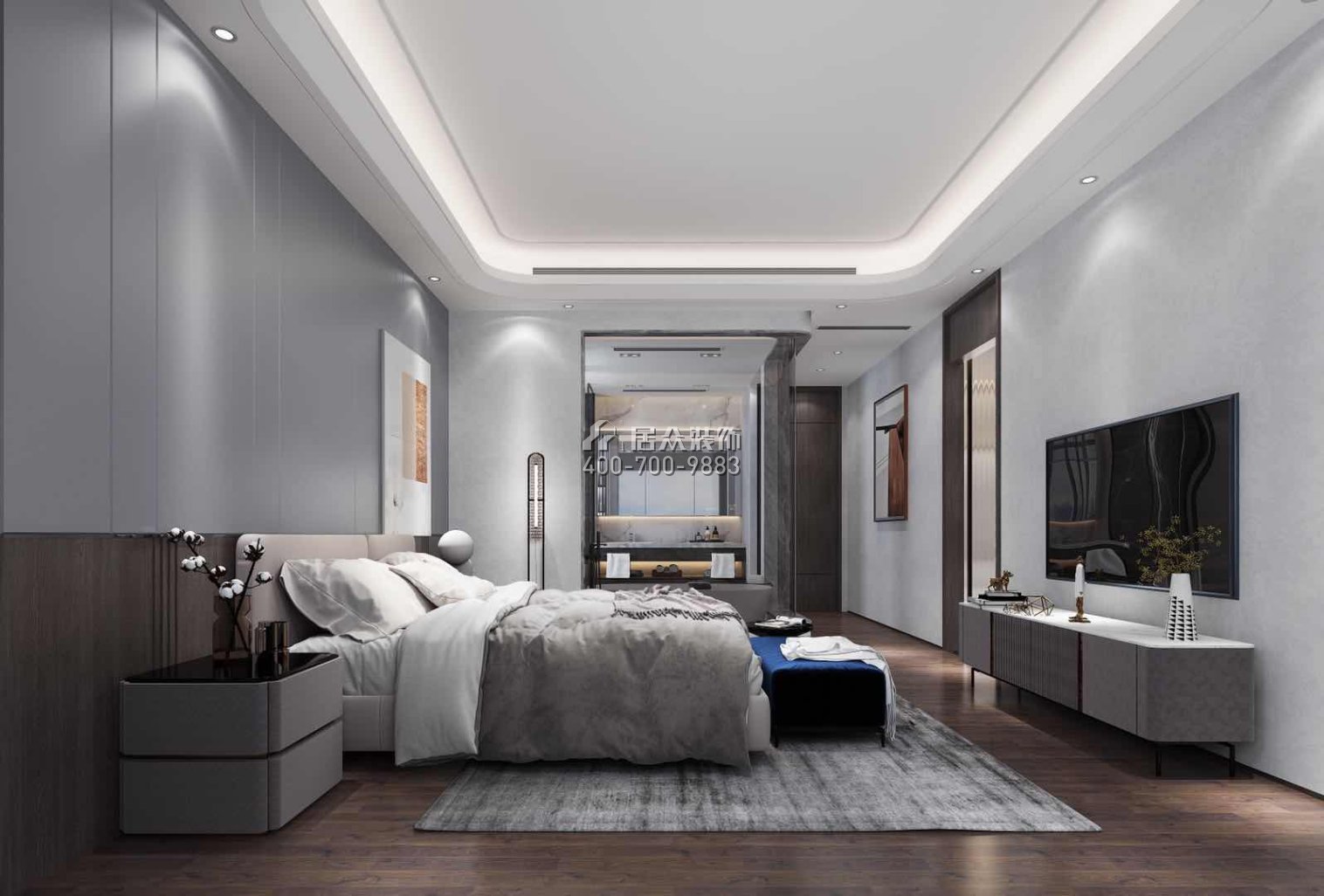 天骄峰景190平方米现代简约风格平层户型卧室装修效果图