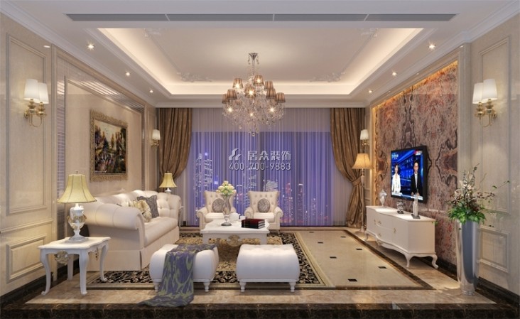 江海碧桂园208平方米欧式风格平层户型客厅装修效果图
