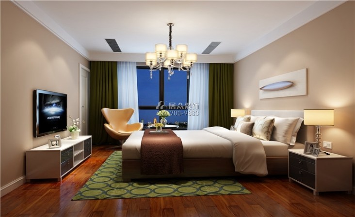 万科紫台300平方米现代简约风格别墅户型卧室装修效果图