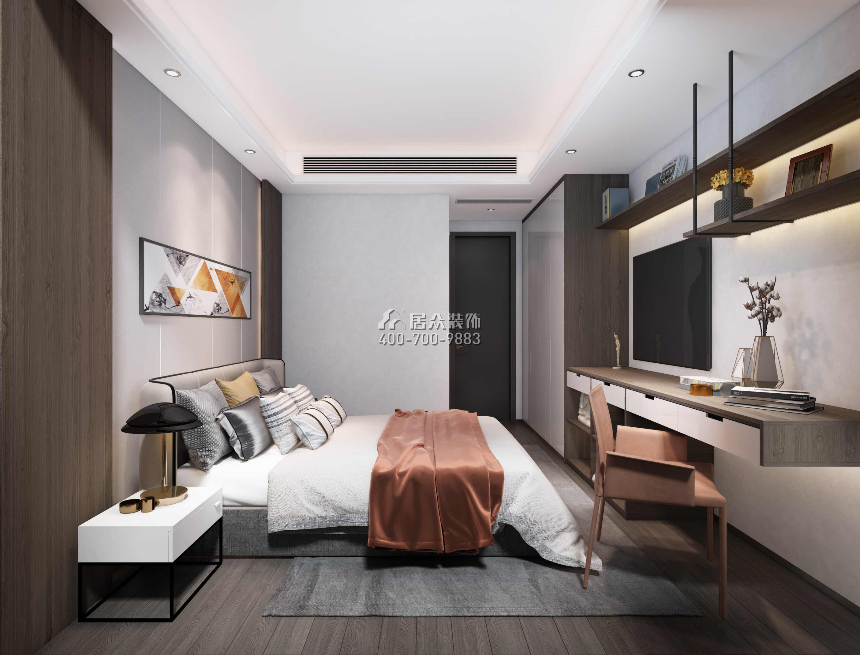 发展兴苑270平方米现代简约风格平层户型卧室装修效果图