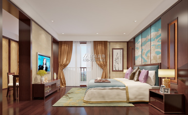 九号公馆600平方米中式风格别墅户型卧室装修效果图
