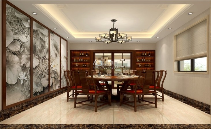 中海珑玺140平方米中式风格复式户型餐厅装修效果图