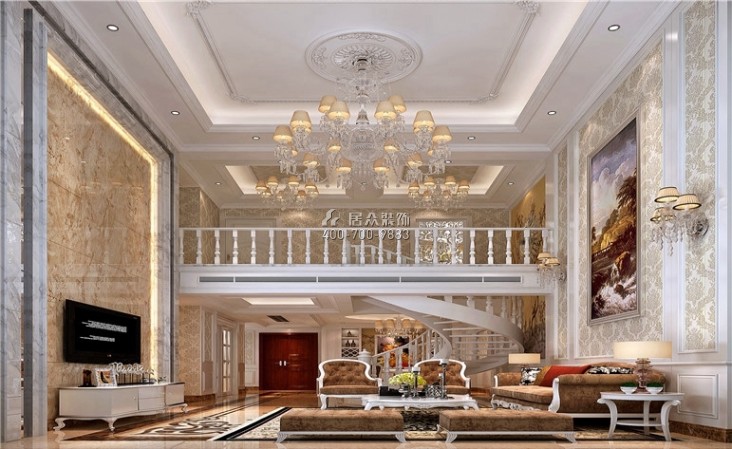天悅灣262平方米歐式風格復式戶型客廳裝修效果圖