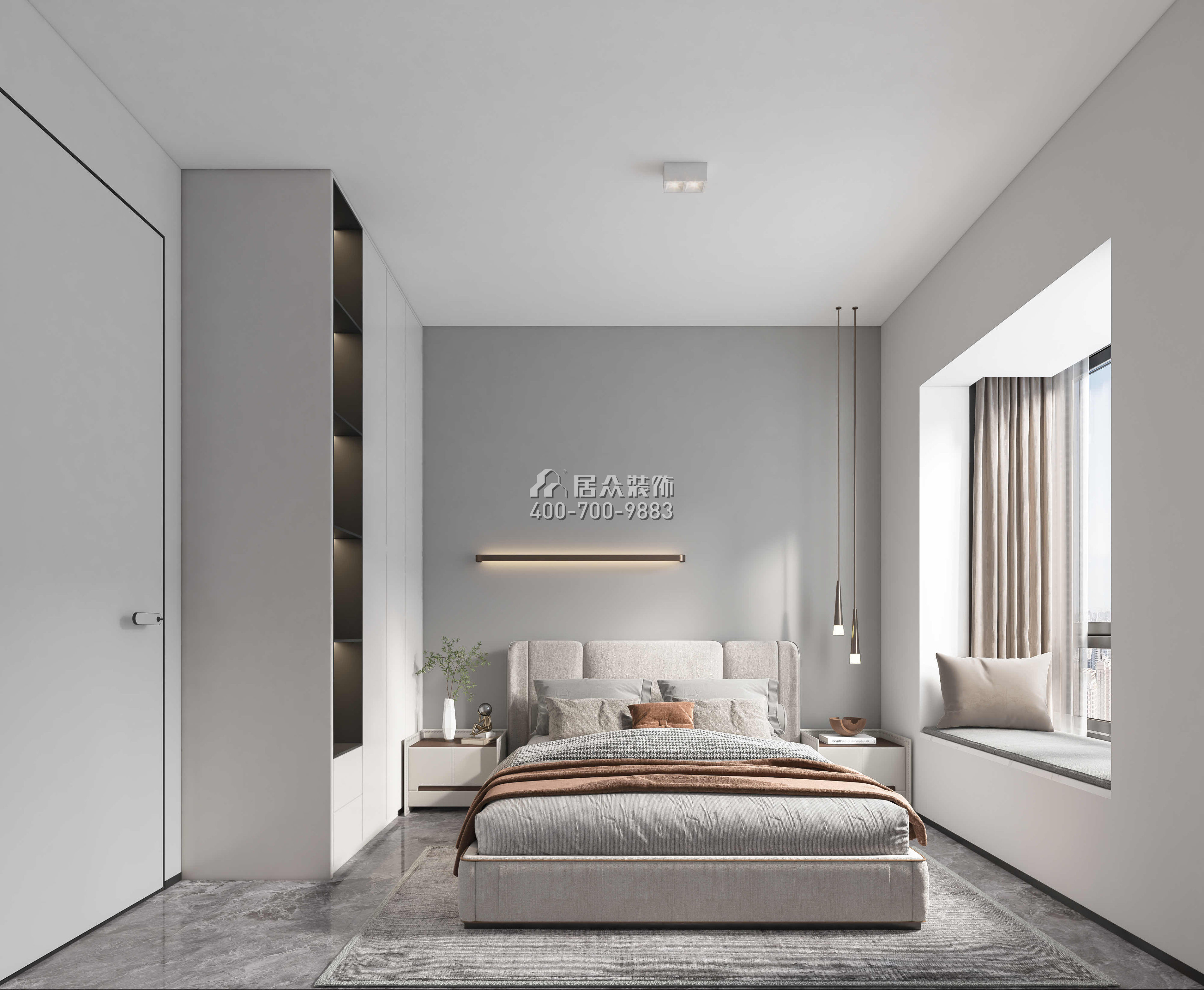 俊峰丽舍花园110平方米现代简约风格平层户型卧室装修效果图