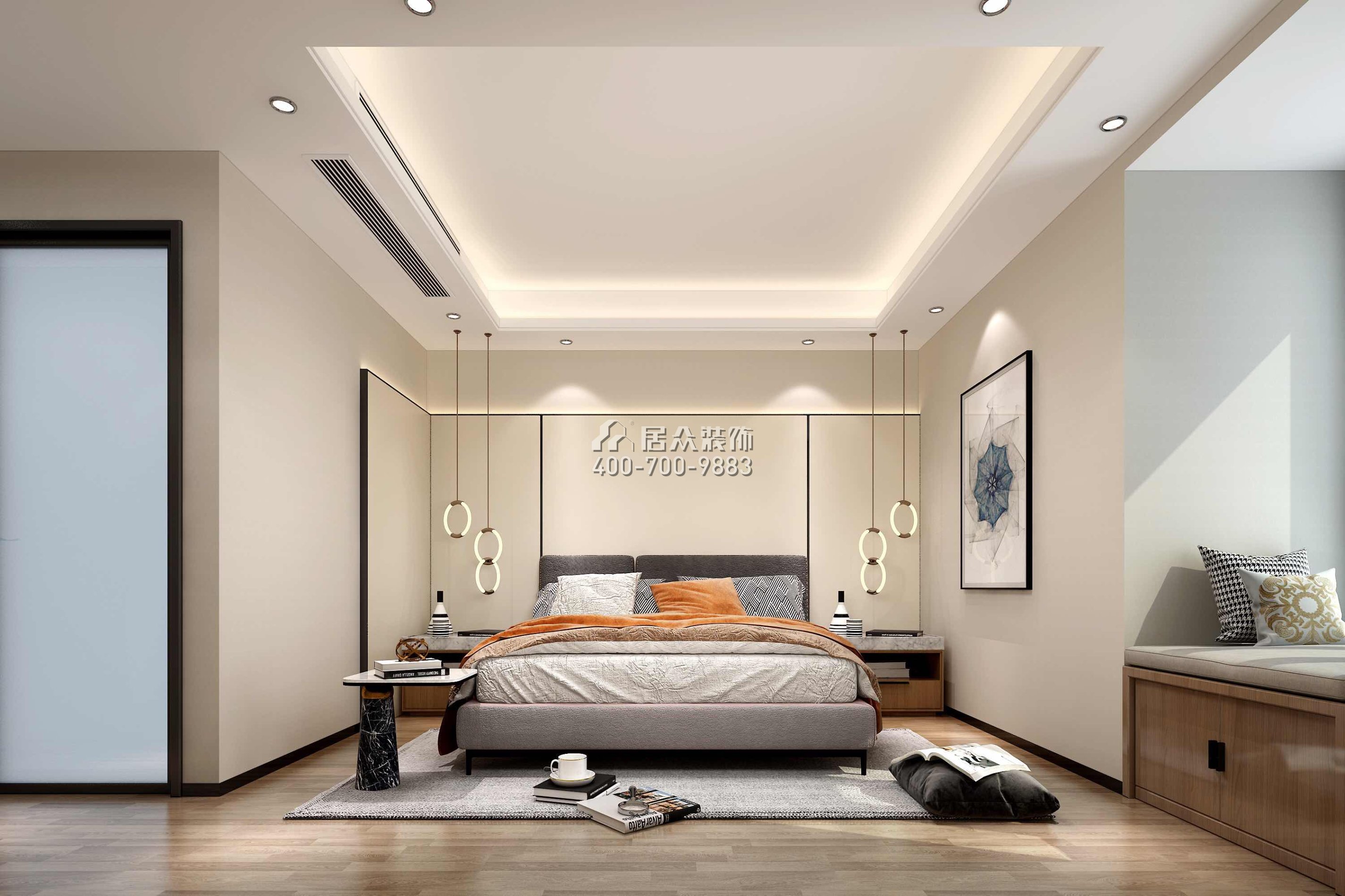 华润小径湾110平方米现代简约风格平层户型卧室装修效果图