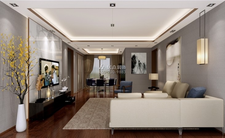 中海文华熙岸200平方米中式风格平层户型客厅装修效果图
