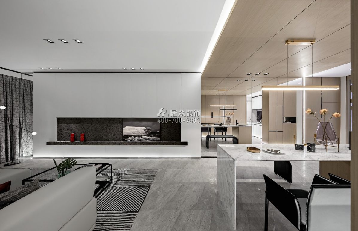 天鹅堡230平方米现代简约风格平层户型客厅装修效果图