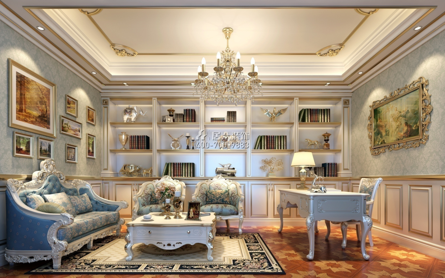 北濱一號420平方米新古典風格別墅戶型書房裝修效果圖