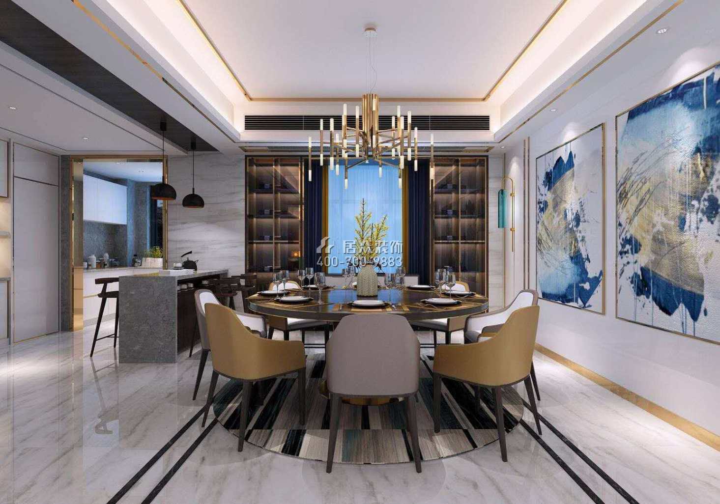 漢壽碧桂園260平方米現代簡約風格平層戶型餐廳裝修效果圖