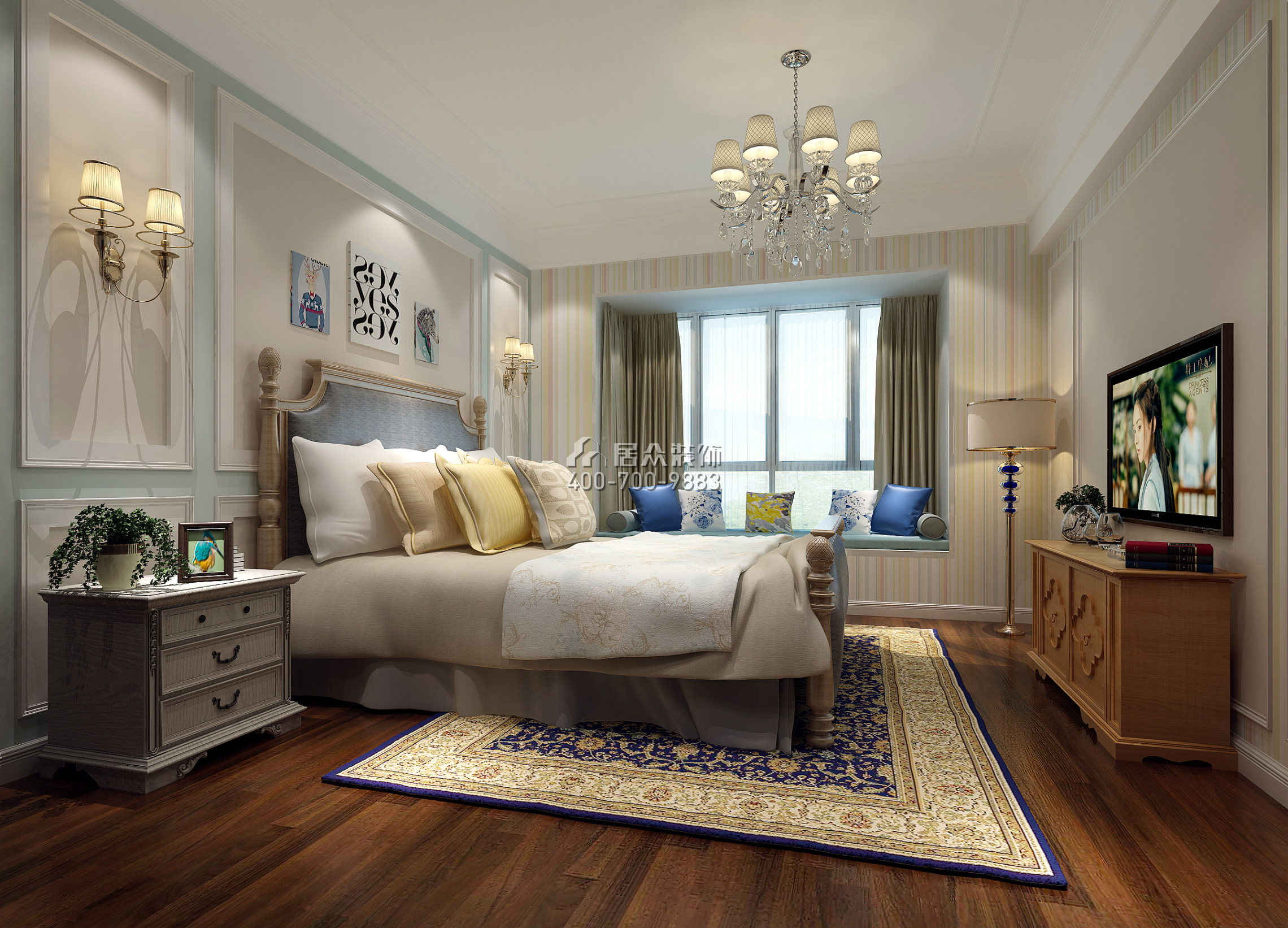 珊瑚天峰160平方米现代简约风格平层户型卧室装修效果图