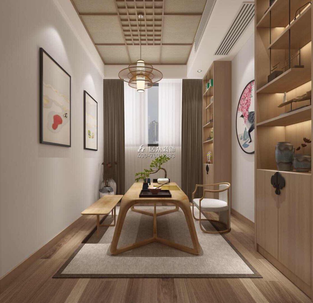 鼎峰尚境155平方米现代简约风格平层户型茶室装修效果图