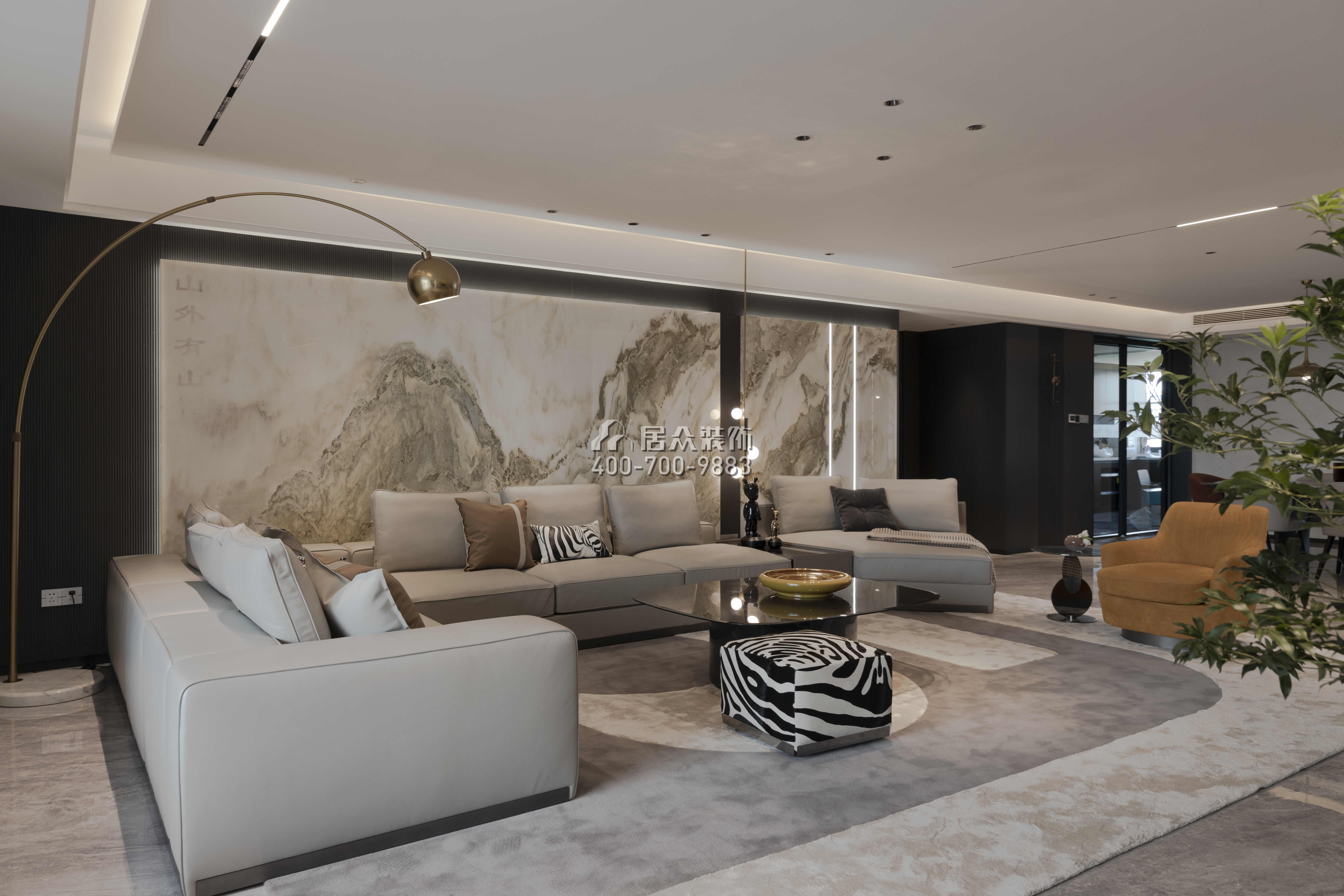波托菲诺纯水岸275平方米现代简约风格平层户型客厅装修效果图