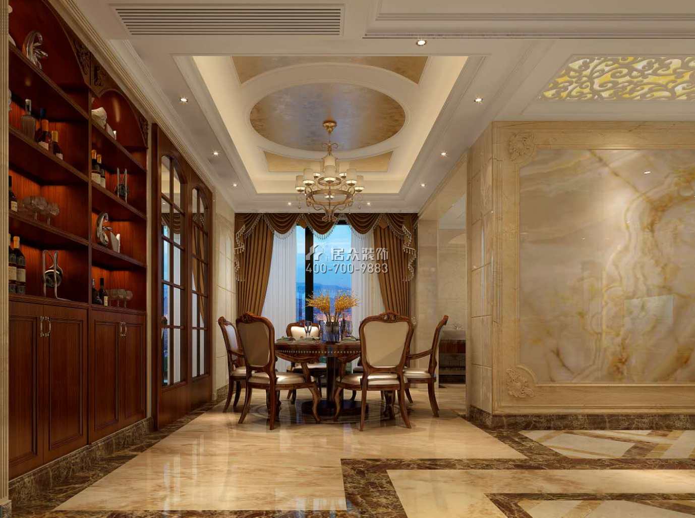 鳳城明珠150平方米歐式風格平層戶型餐廳裝修效果圖