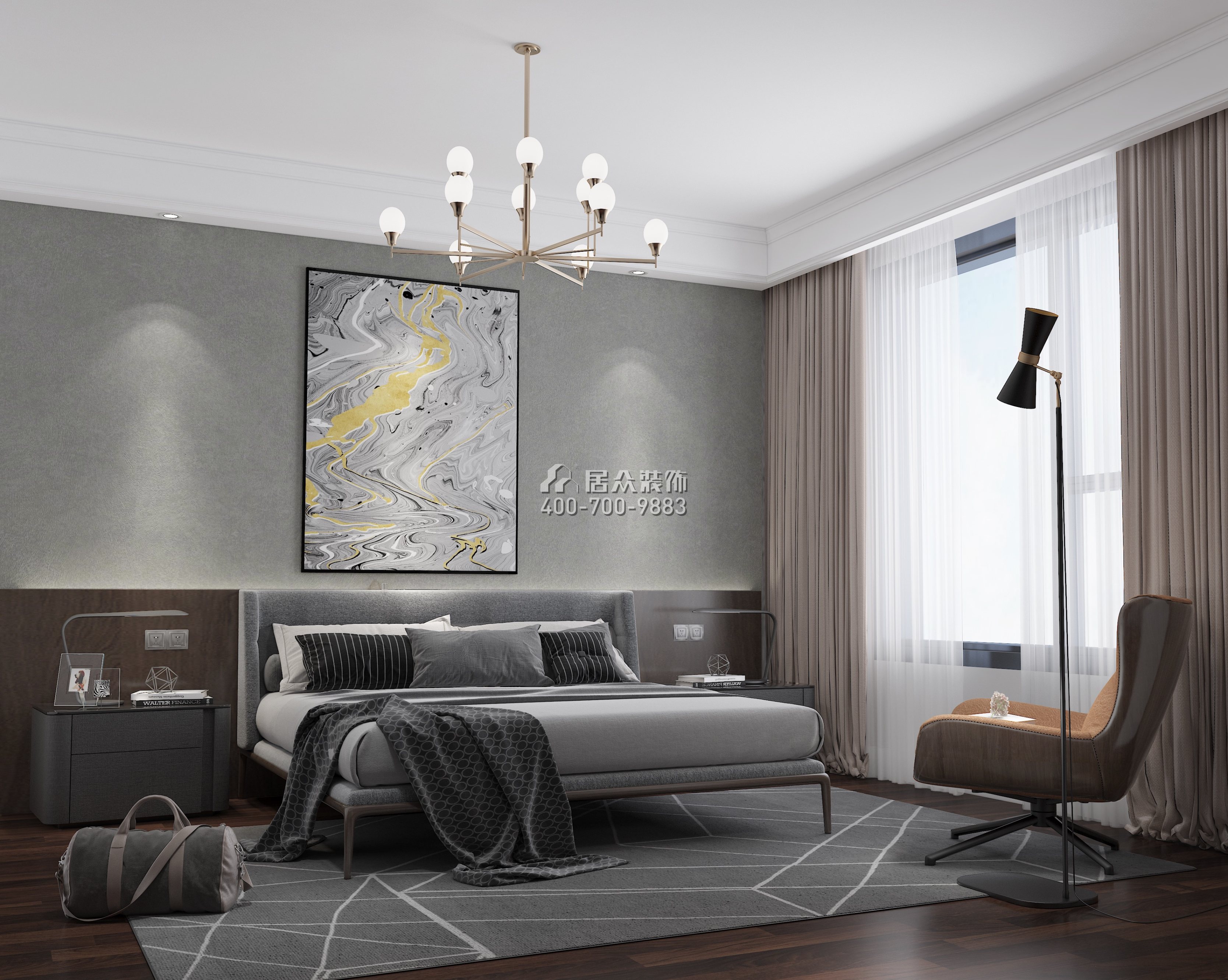 龙湖璟宸原著240平方米现代简约风格复式户型卧室装修效果图