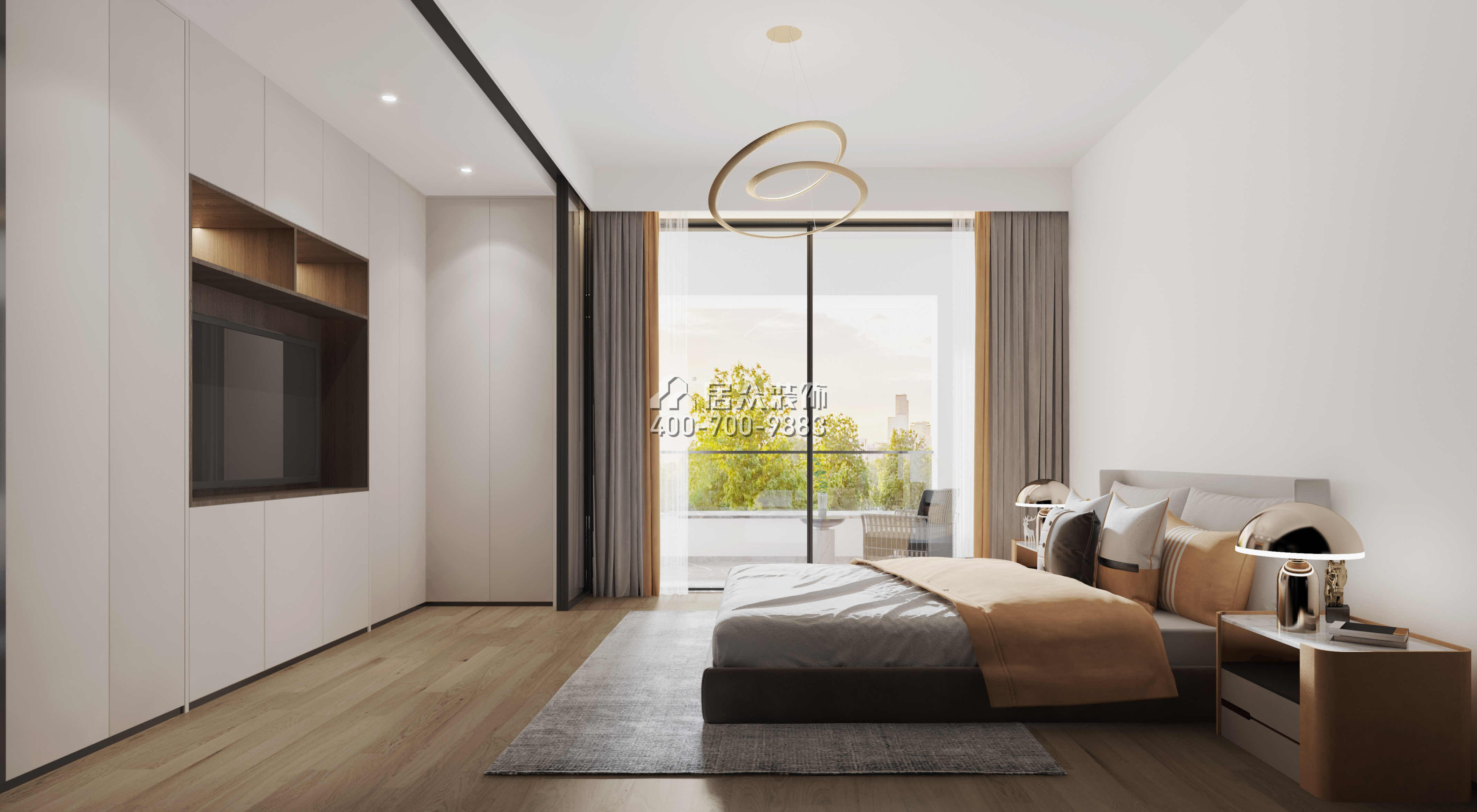 半山海景别墅430平方米现代简约风格叠墅户型卧室装修效果图
