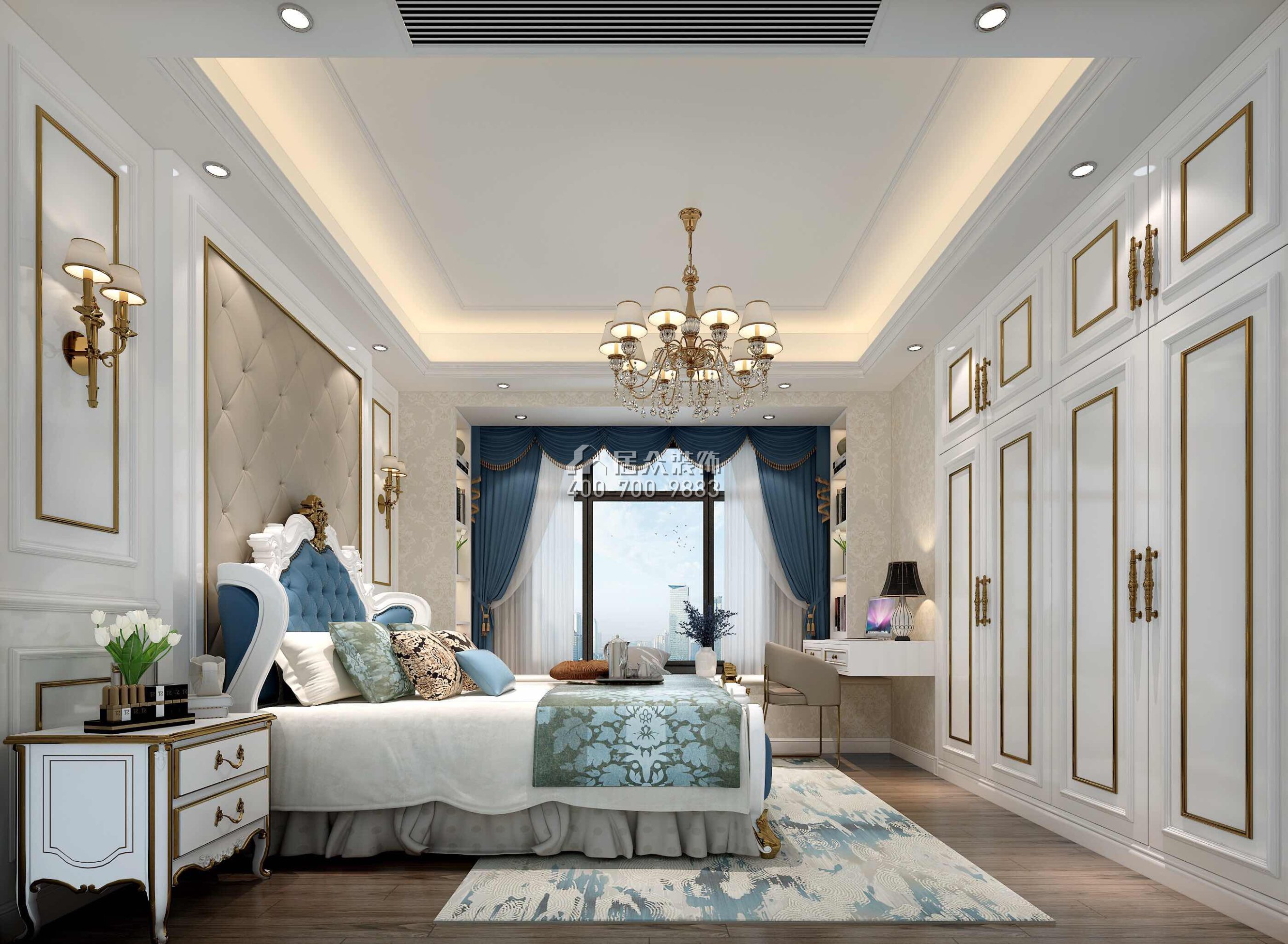 水岸花山130平方米欧式风格平层户型卧室装修效果图
