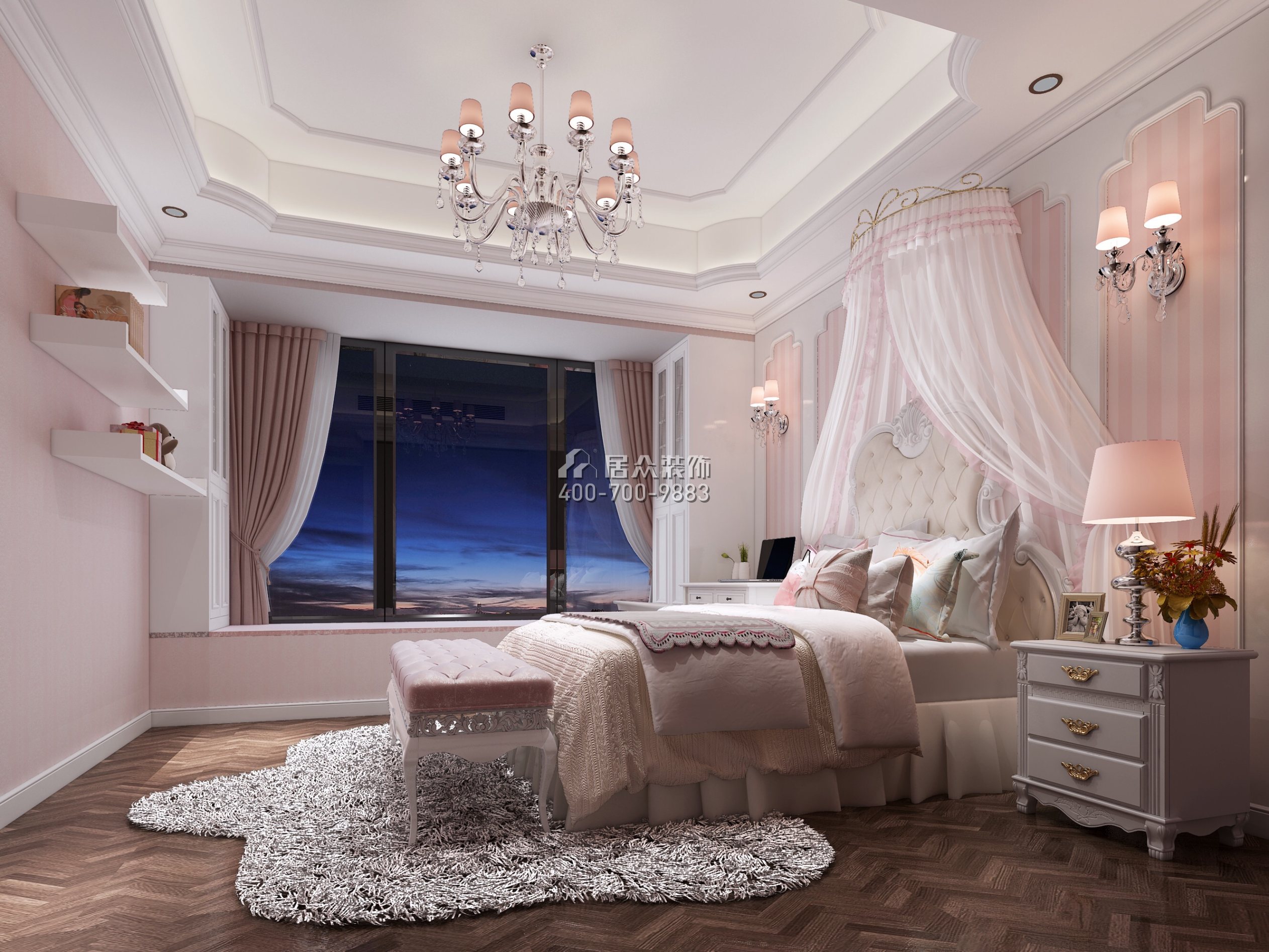 仁山智水花园一期200平方米欧式风格平层户型卧室装修效果图