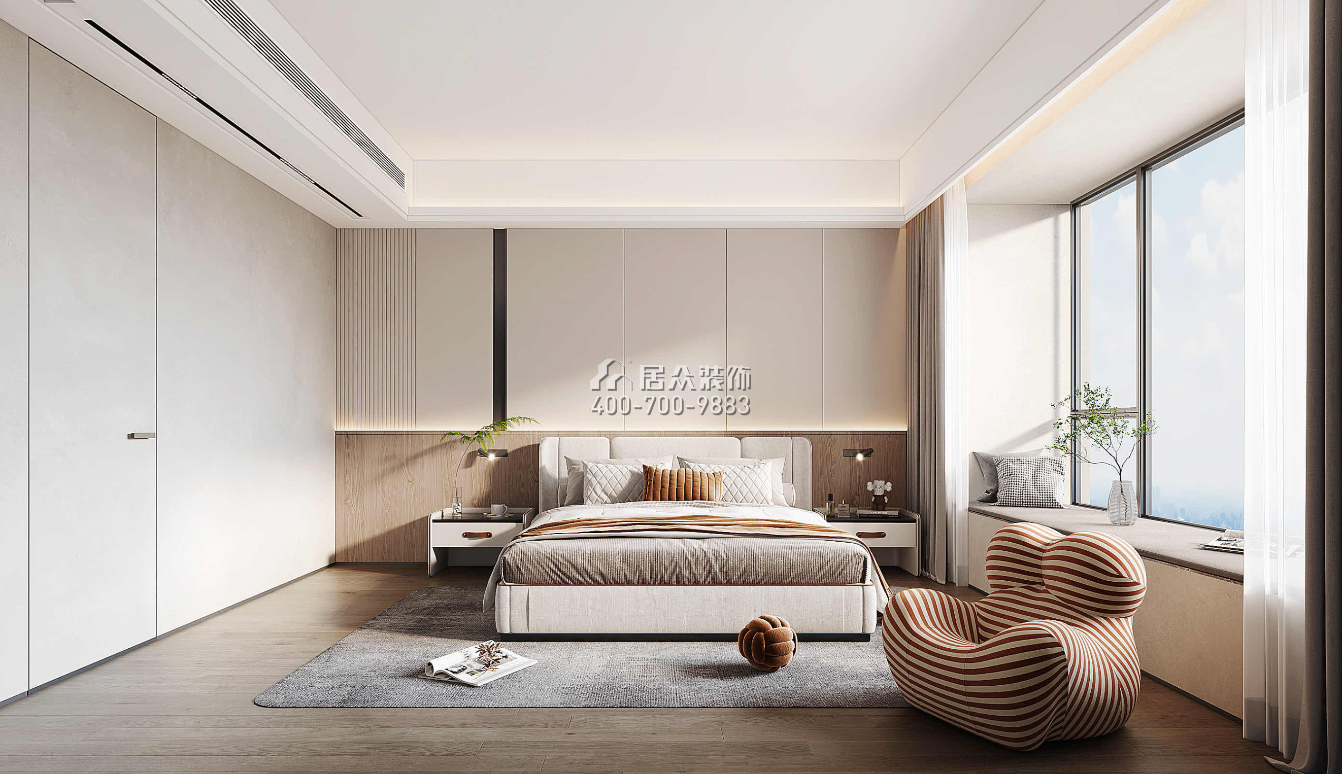 天健天驕南苑210平方米現代簡約風格平層戶型臥室裝修效果圖